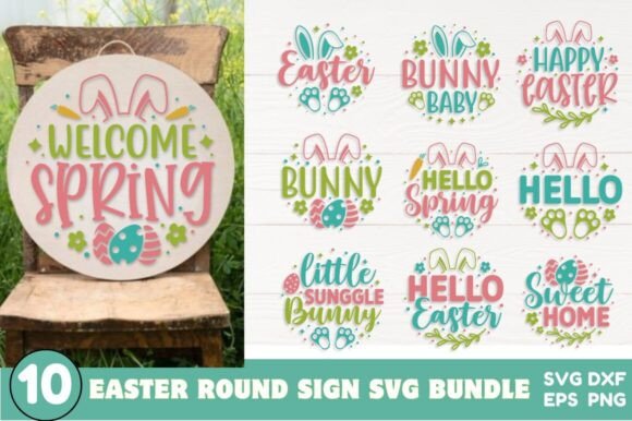 Easter Round Sign SVG Bundle