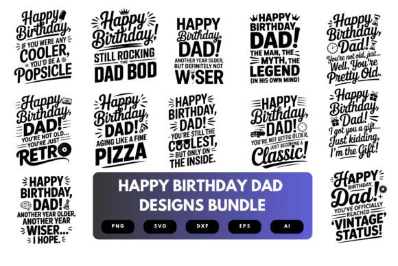 Happy Birthday Dad SVG Bundle