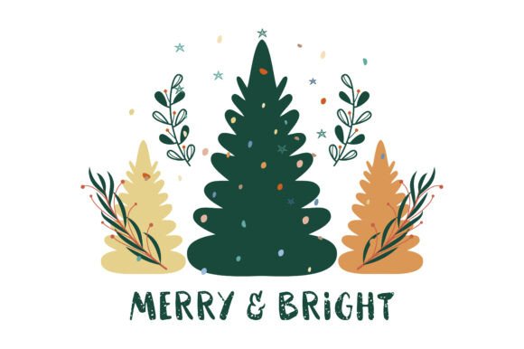 Merry and Bright Boho Christmas Tree Svg