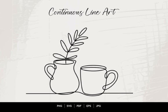 Mug and Vase Continuous Line Art Drawing